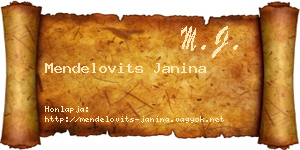 Mendelovits Janina névjegykártya